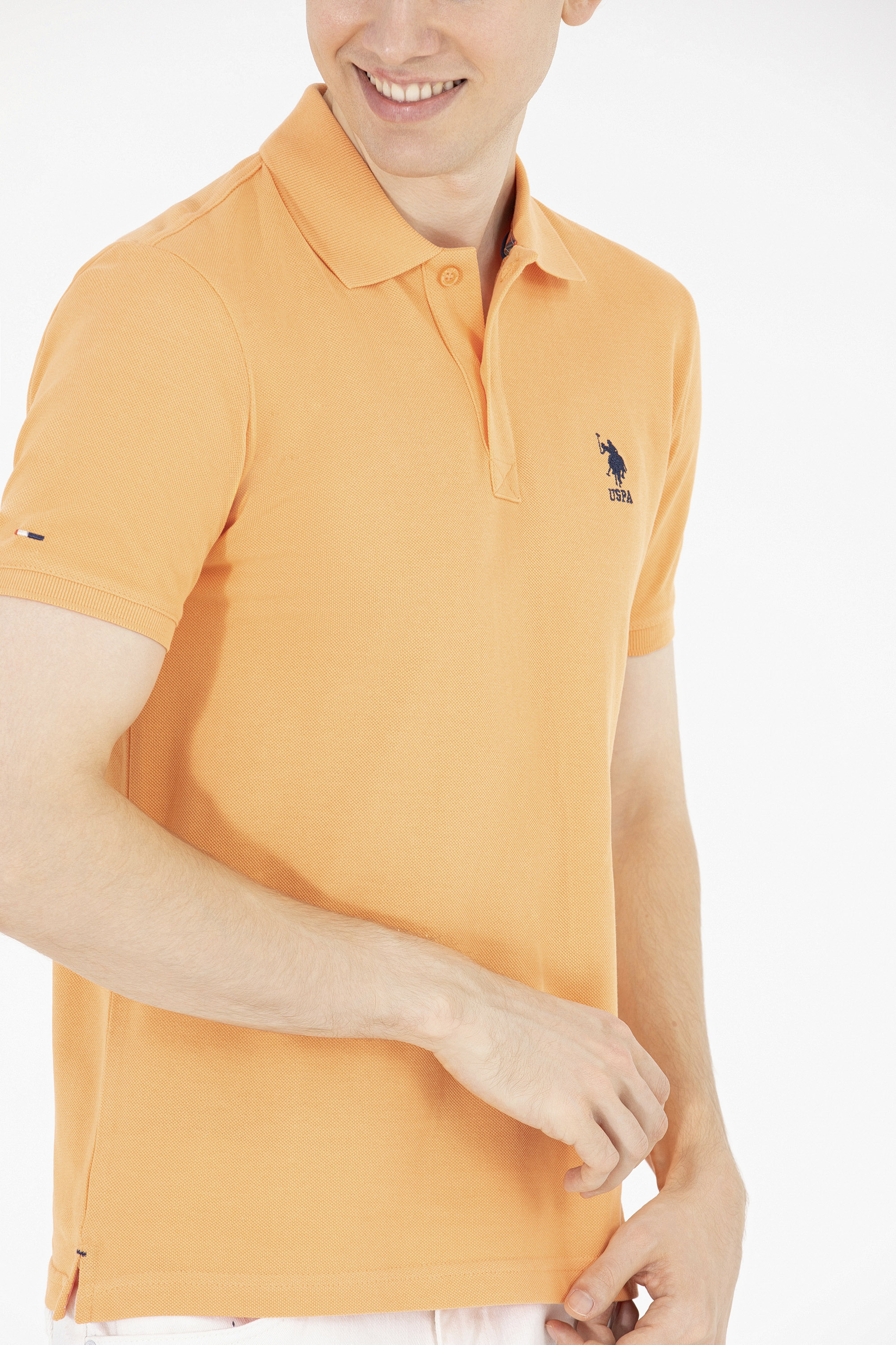 Erkek Turuncu Basic Polo Yaka Tişört - Image 6