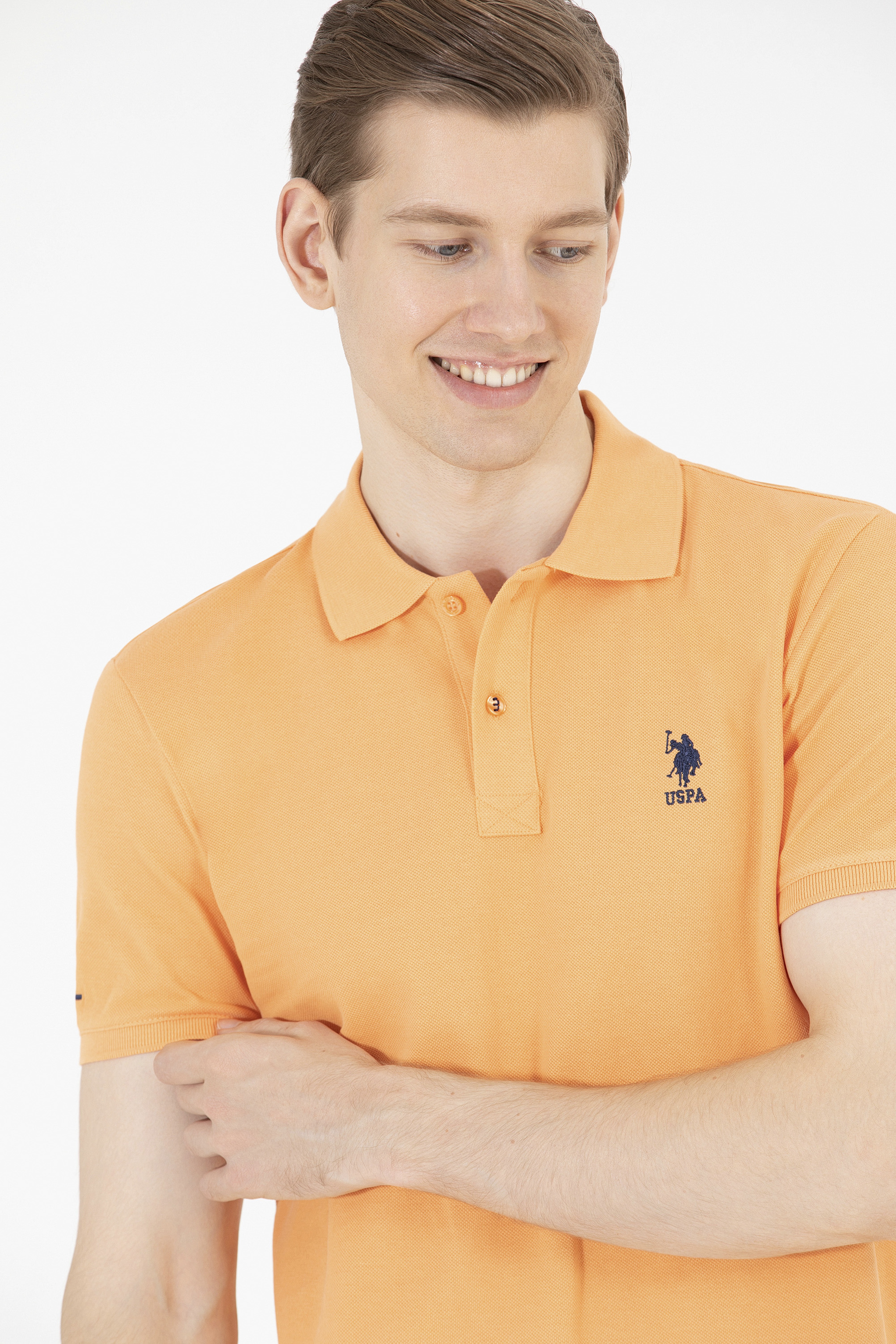 Erkek Turuncu Basic Polo Yaka Tişört