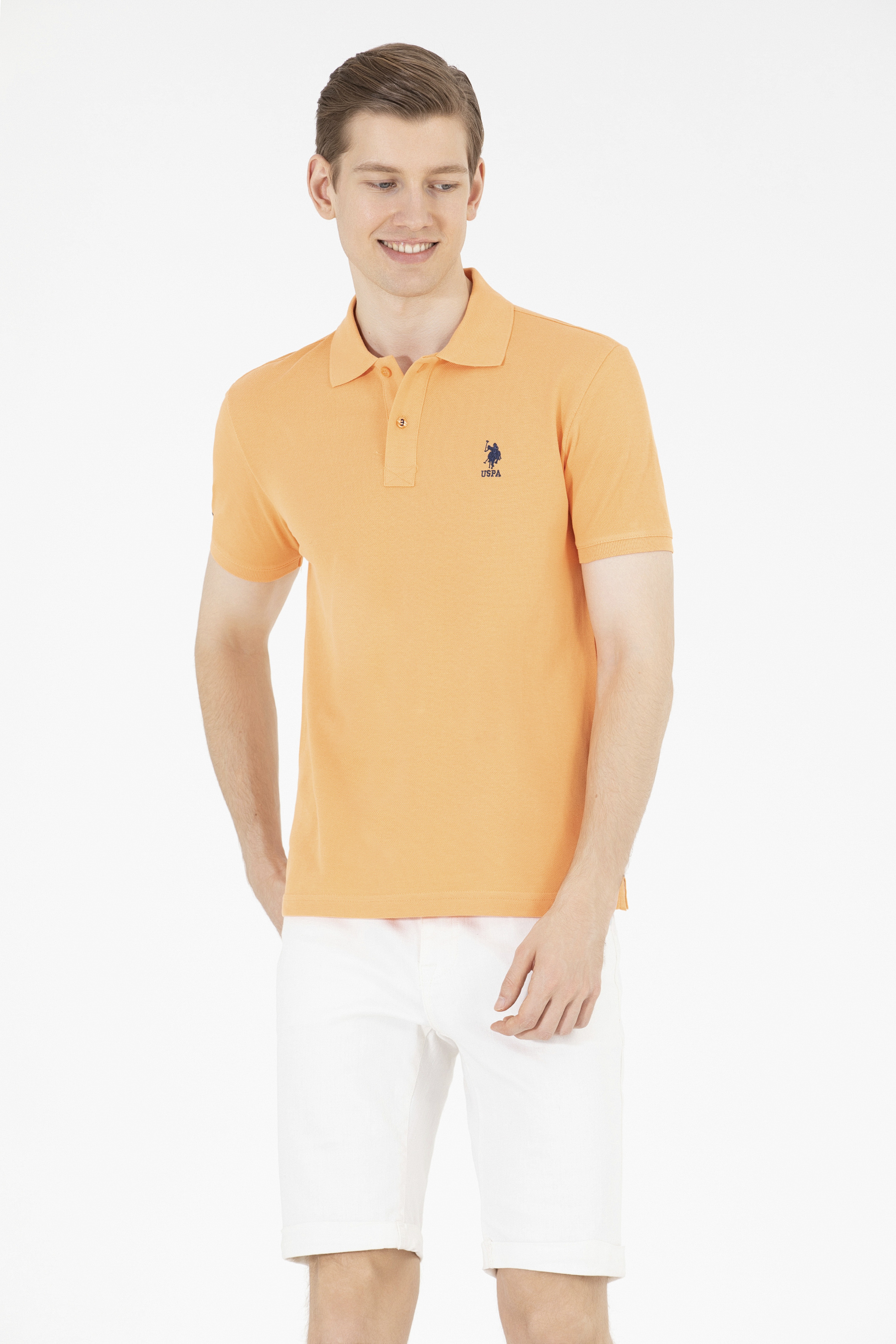 Erkek Turuncu Basic Polo Yaka Tişört - Image 1