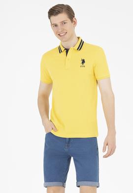 Erkek Koyu Sarı Basic Polo Yaka Tişört - 50263001097