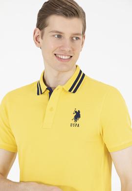 Erkek Koyu Sarı Basic Polo Yaka Tişört - 50263001097