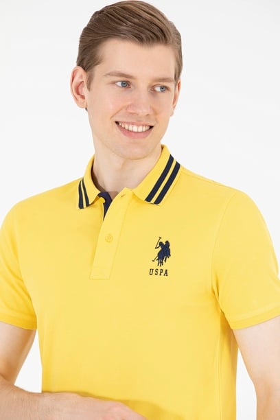 Erkek Koyu Sarı Basic Polo Yaka Tişört