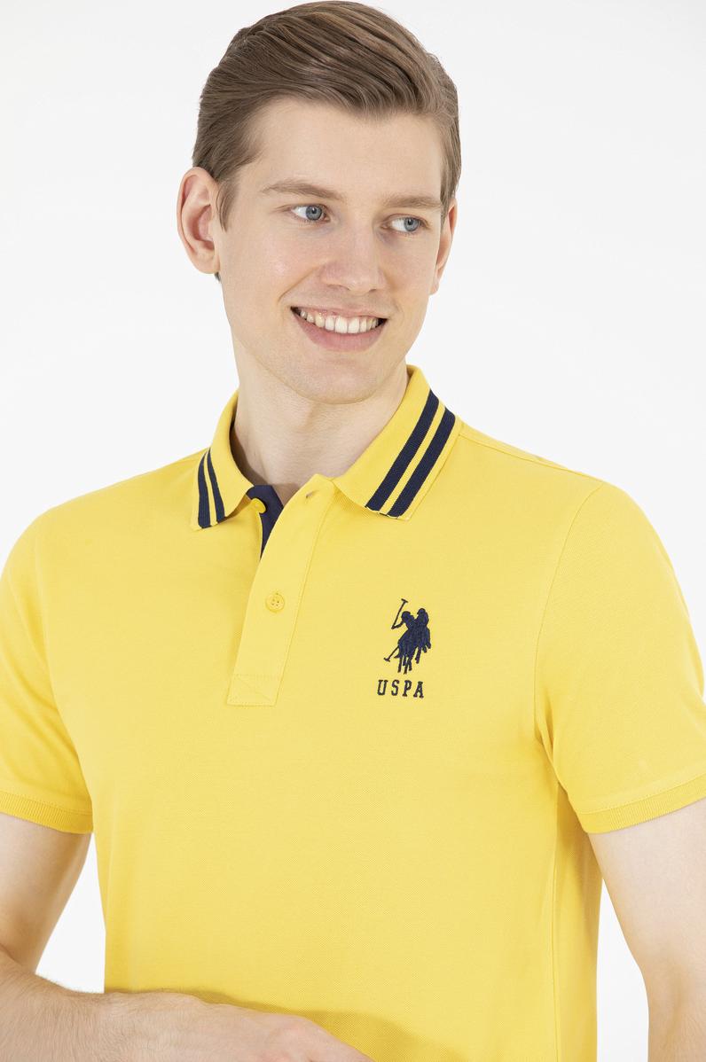 Erkek Koyu Sarı Basic Polo Yaka Tişört