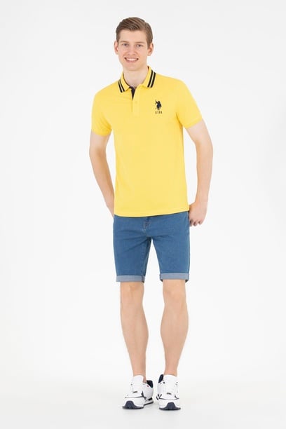 Erkek Koyu Sarı Basic Polo Yaka Tişört