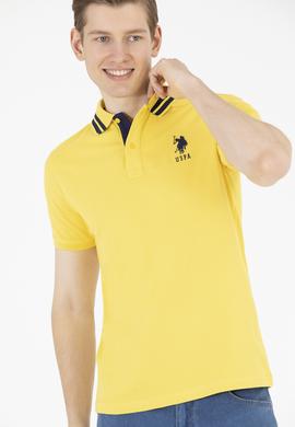 Erkek Koyu Sarı Basic Polo Yaka Tişört - 50263001097