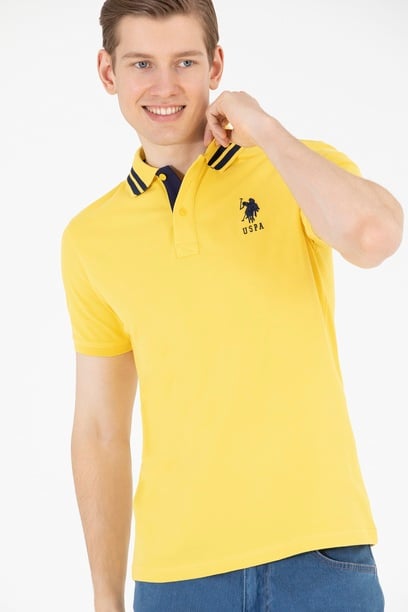 Erkek Koyu Sarı Basic Polo Yaka Tişört