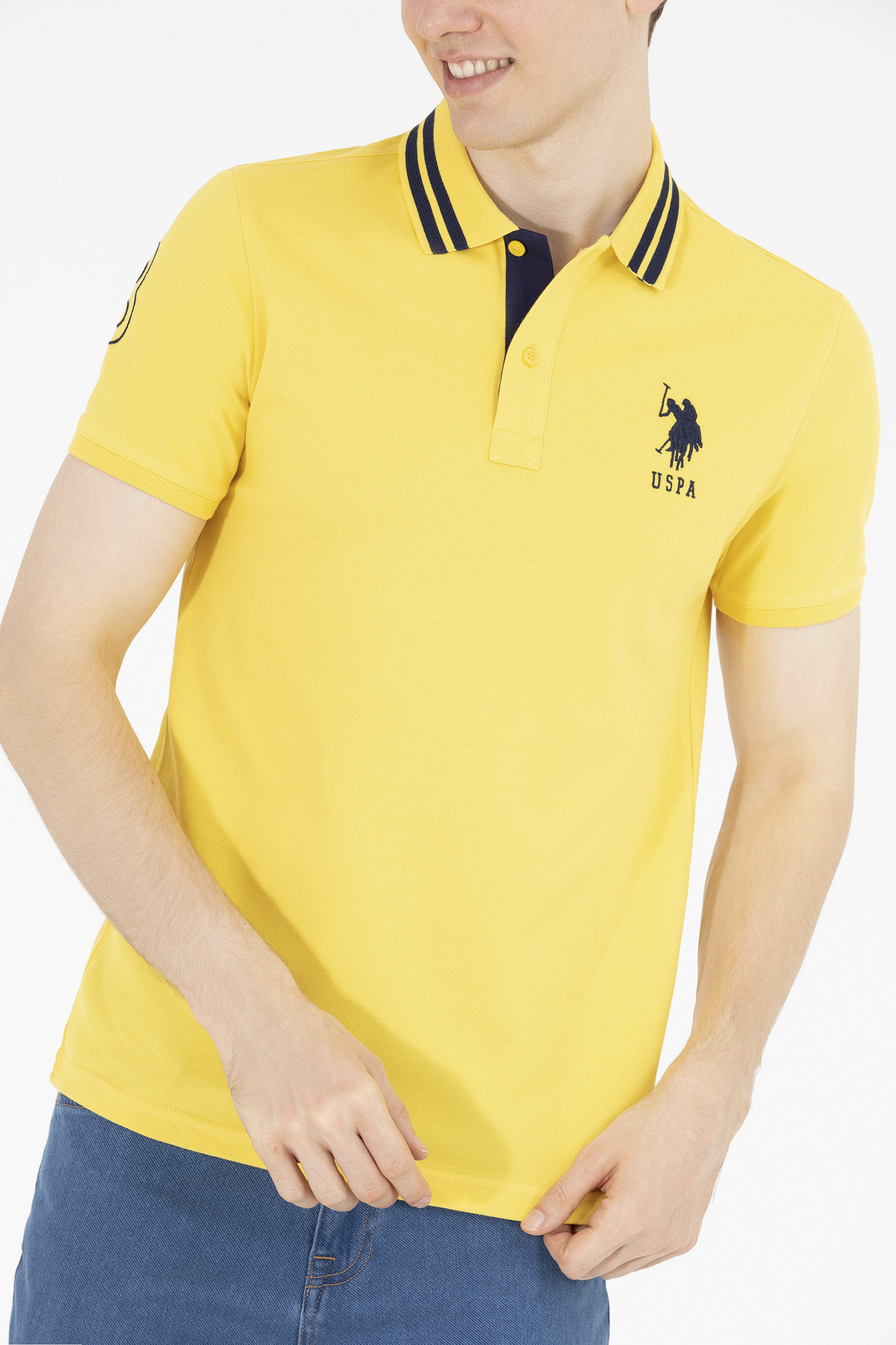 Erkek Koyu Sarı Basic Polo Yaka Tişört