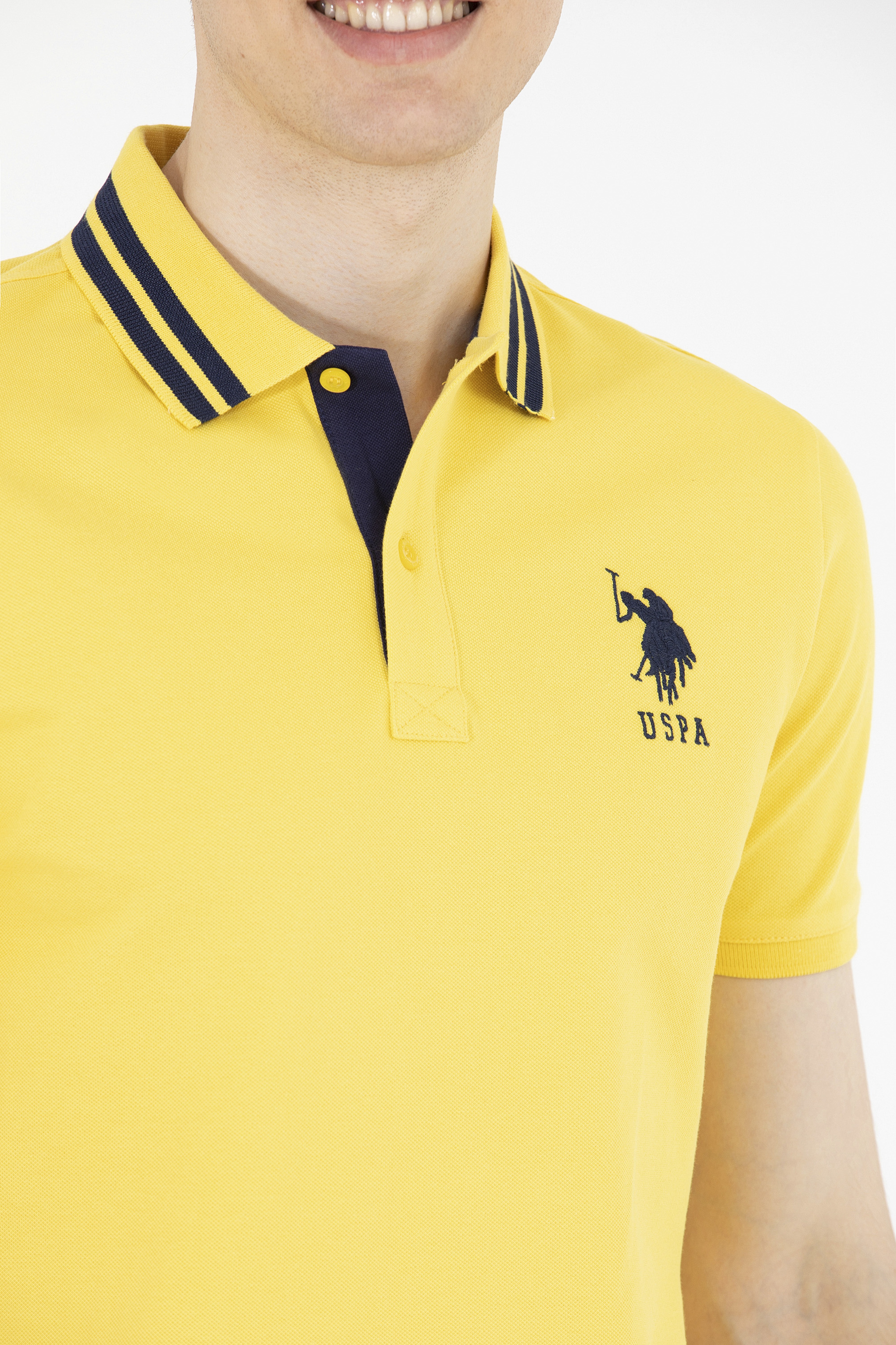 Erkek Koyu Sarı Basic Polo Yaka Tişört