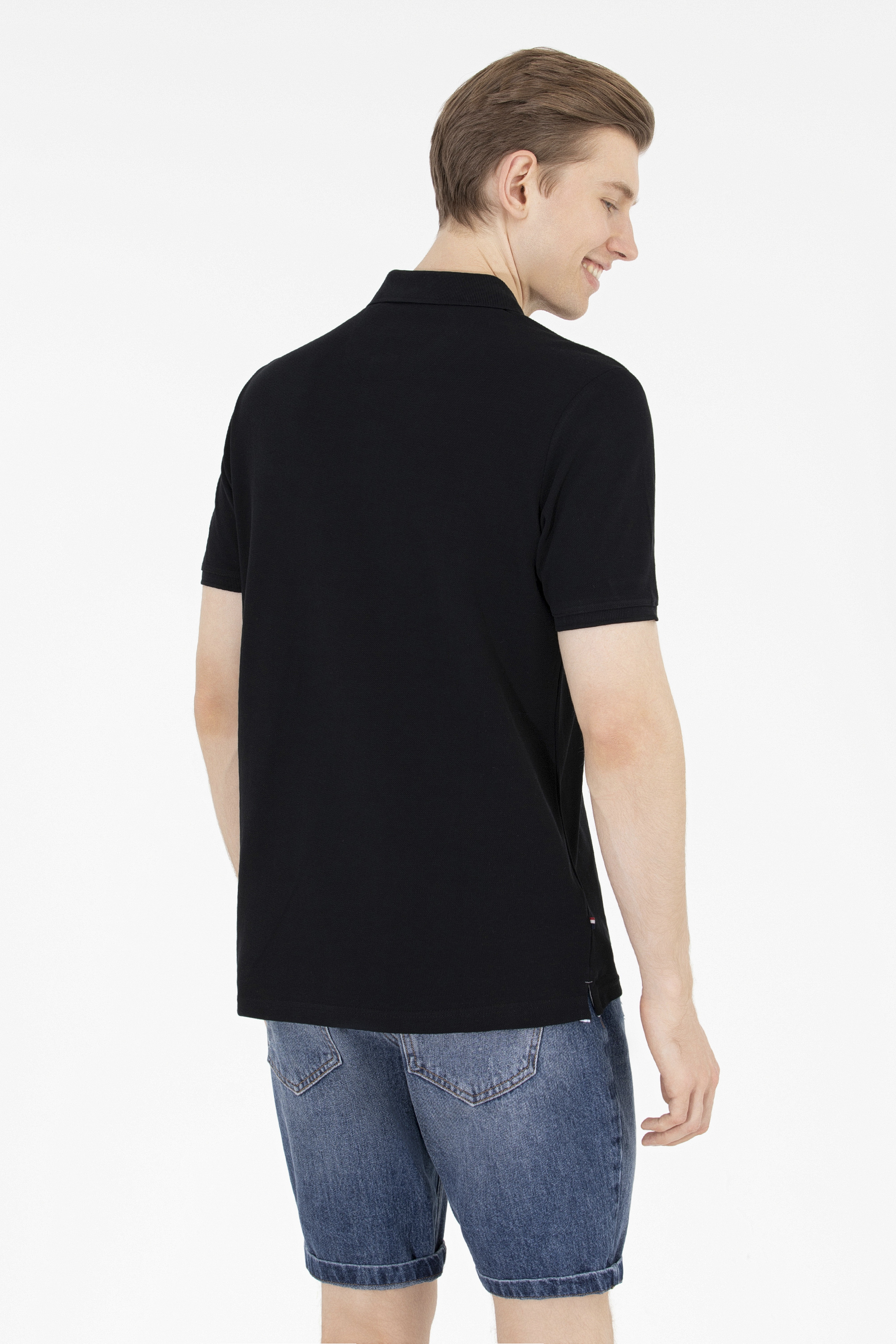 Erkek Siyah Basic Polo Yaka Tişört