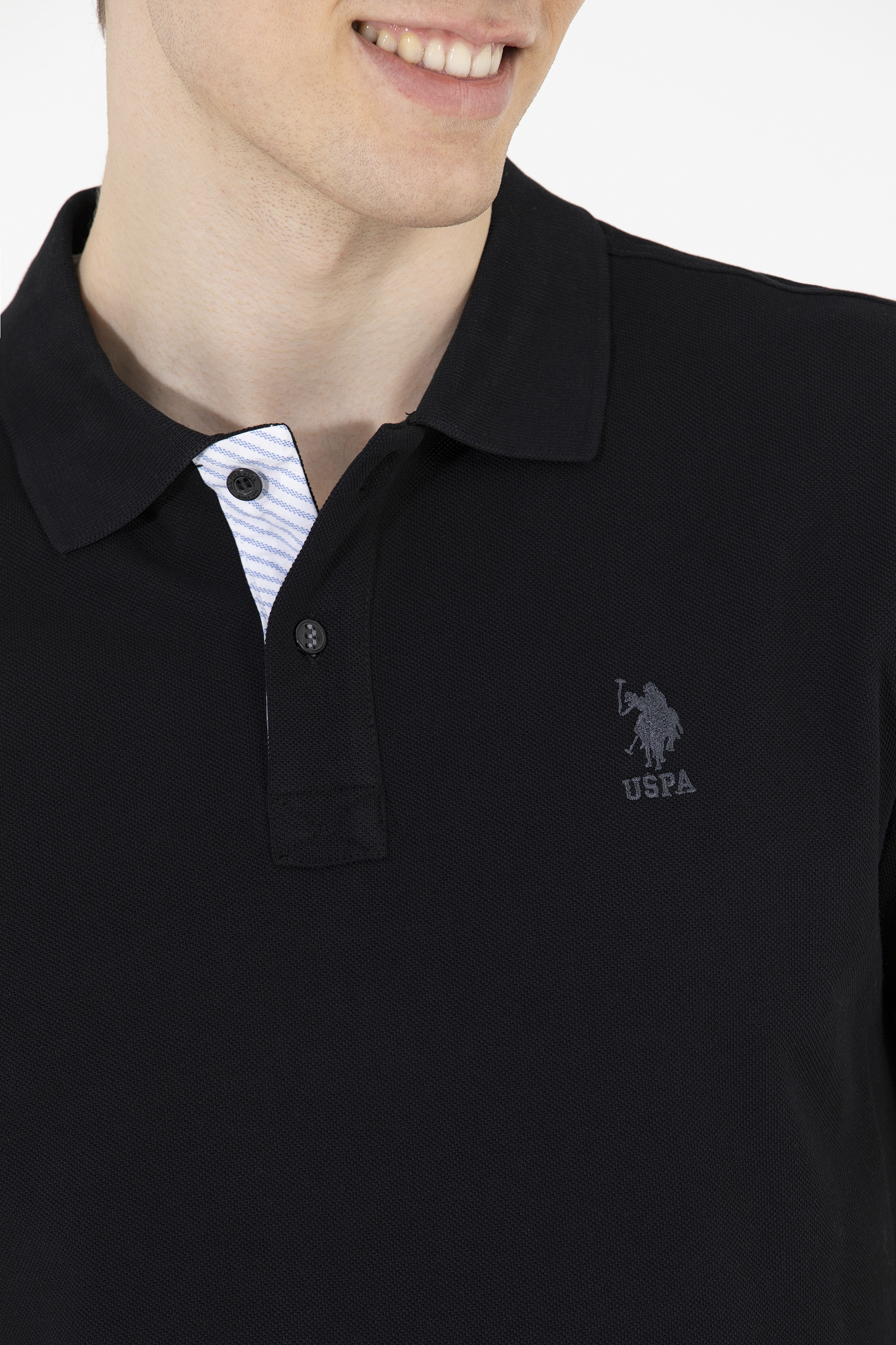 Erkek Siyah Basic Polo Yaka Tişört - Image 7