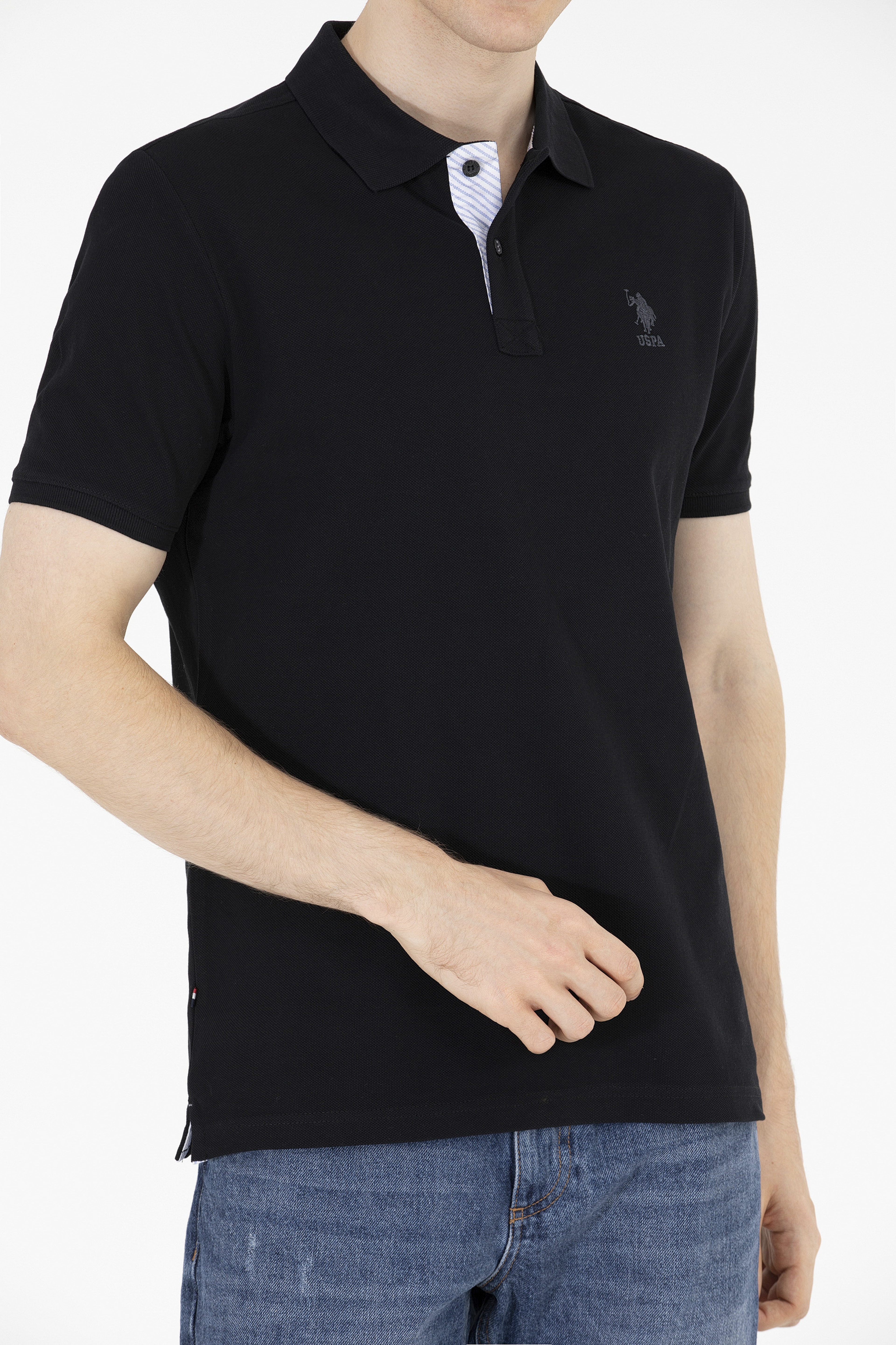 Erkek Siyah Basic Polo Yaka Tişört