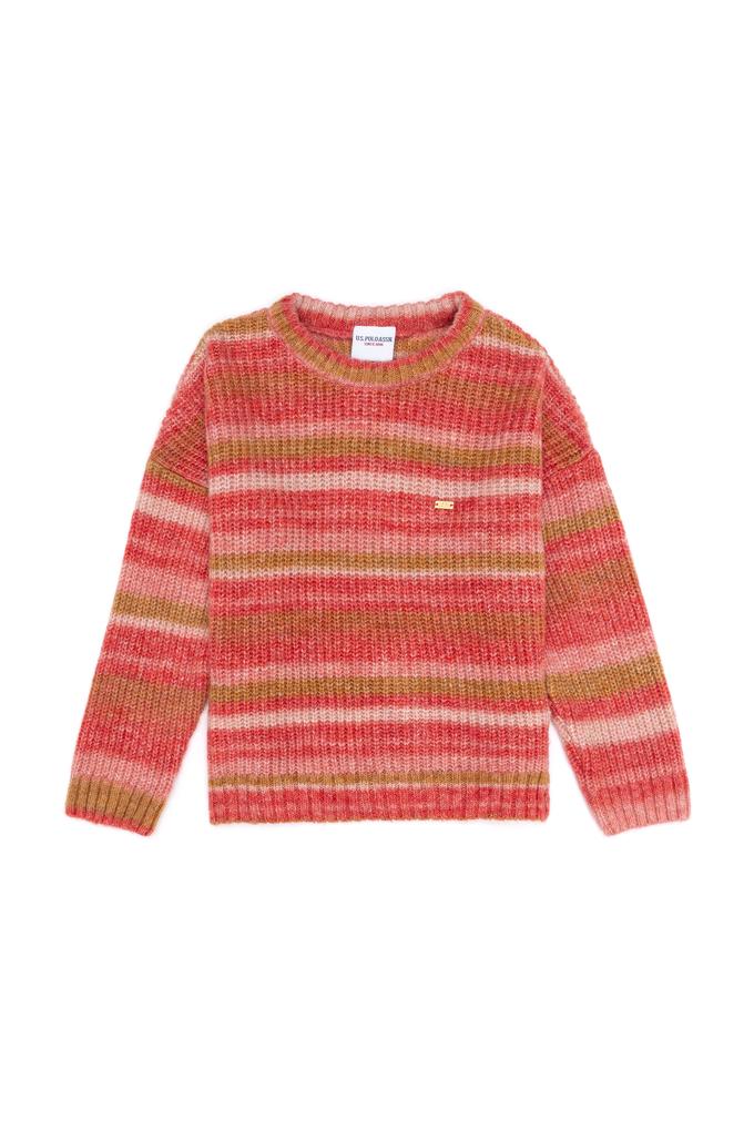 Kız Çocuk Nar Çiçeği Bisiklet Yaka Kazak