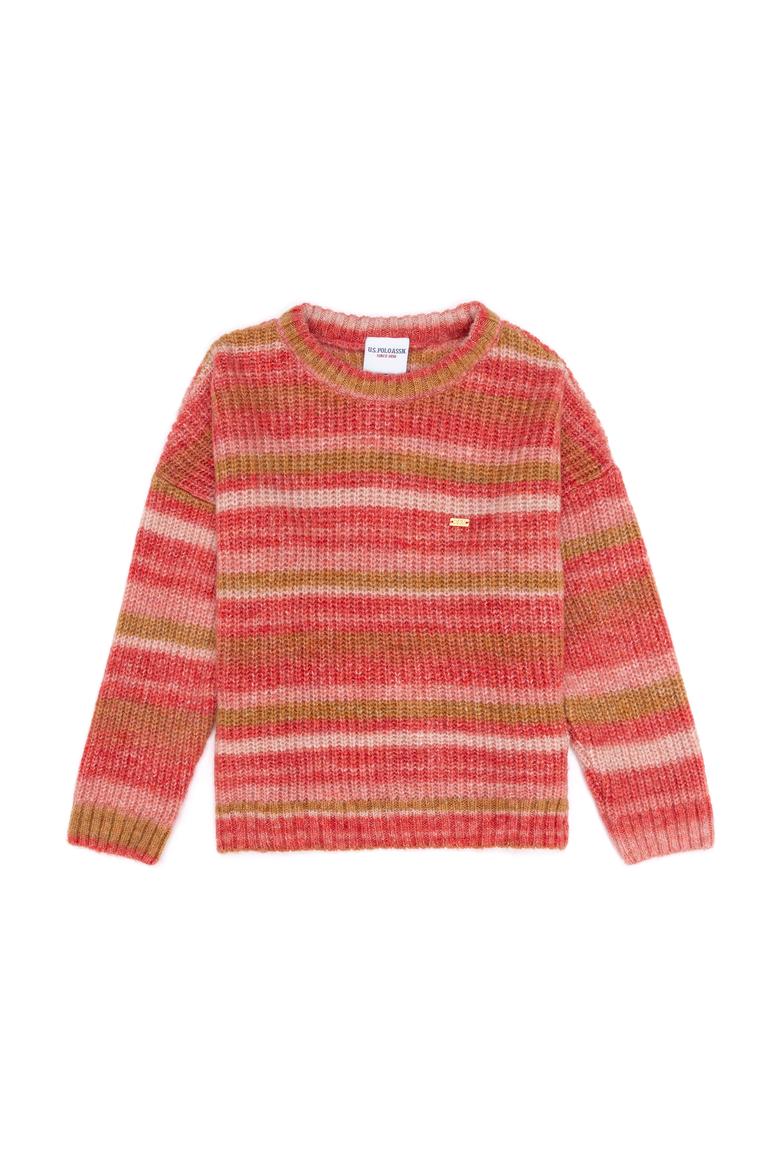 Kız Çocuk Nar Çiçeği Bisiklet Yaka Kazak