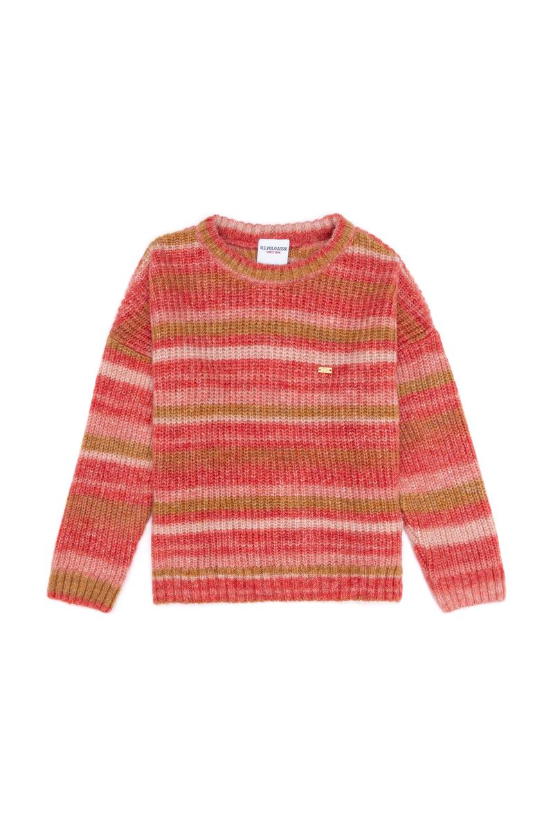 Kız Çocuk Nar Çiçeği Bisiklet Yaka Kazak