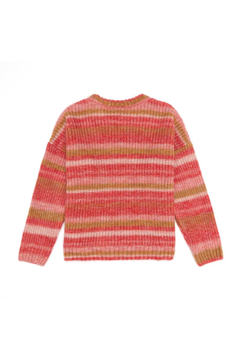 Kız Çocuk Nar Çiçeği Bisiklet Yaka Kazak - 50256722009