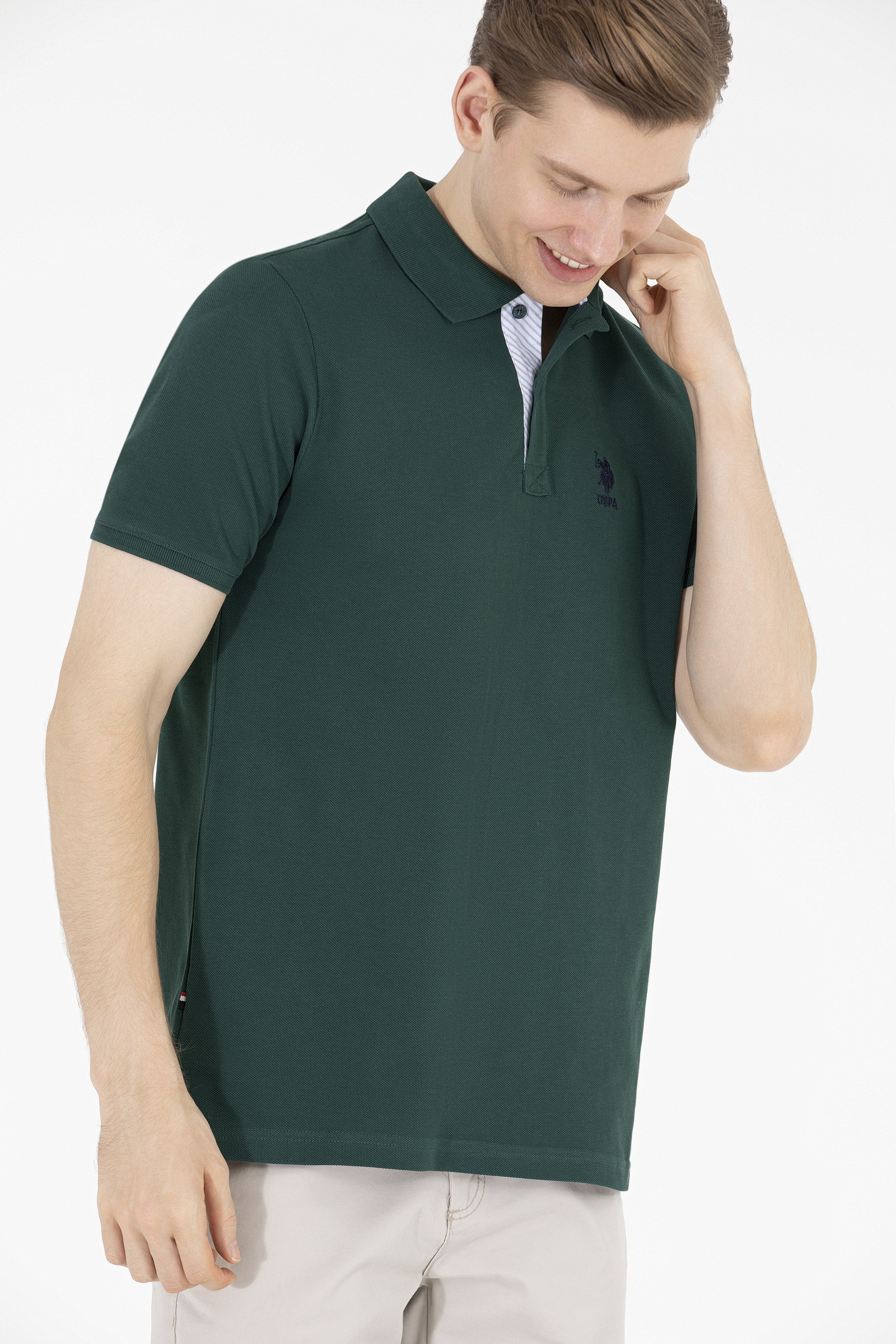 Erkek Koyu Yeşil Basic Polo Yaka Tişört