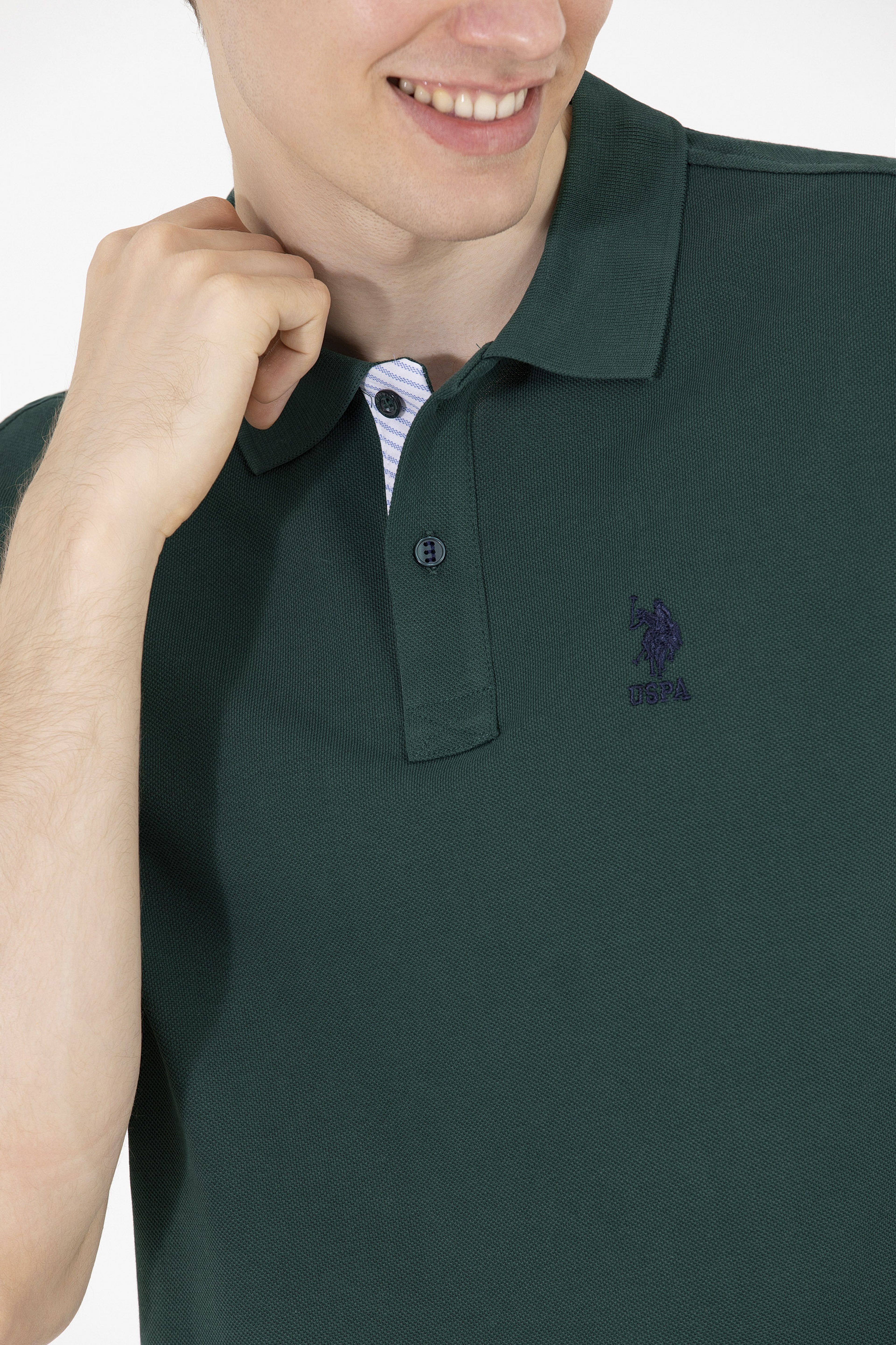 Erkek Koyu Yeşil Basic Polo Yaka Tişört