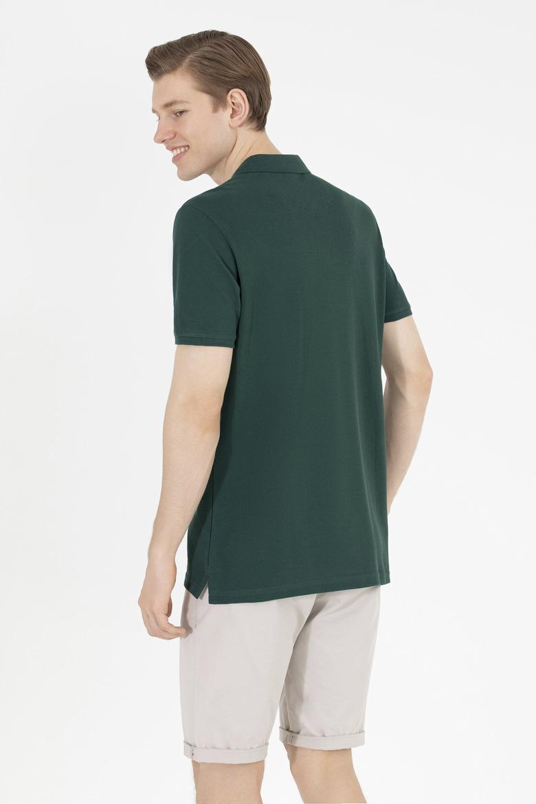 Erkek Koyu Yeşil Basic Polo Yaka Tişört - 50263236121