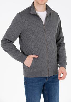 Erkek Antrasit Dik Yaka Örme Hırka - 50254779031