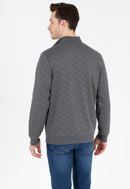 Erkek Antrasit Dik Yaka Örme Hırka - 50254779031