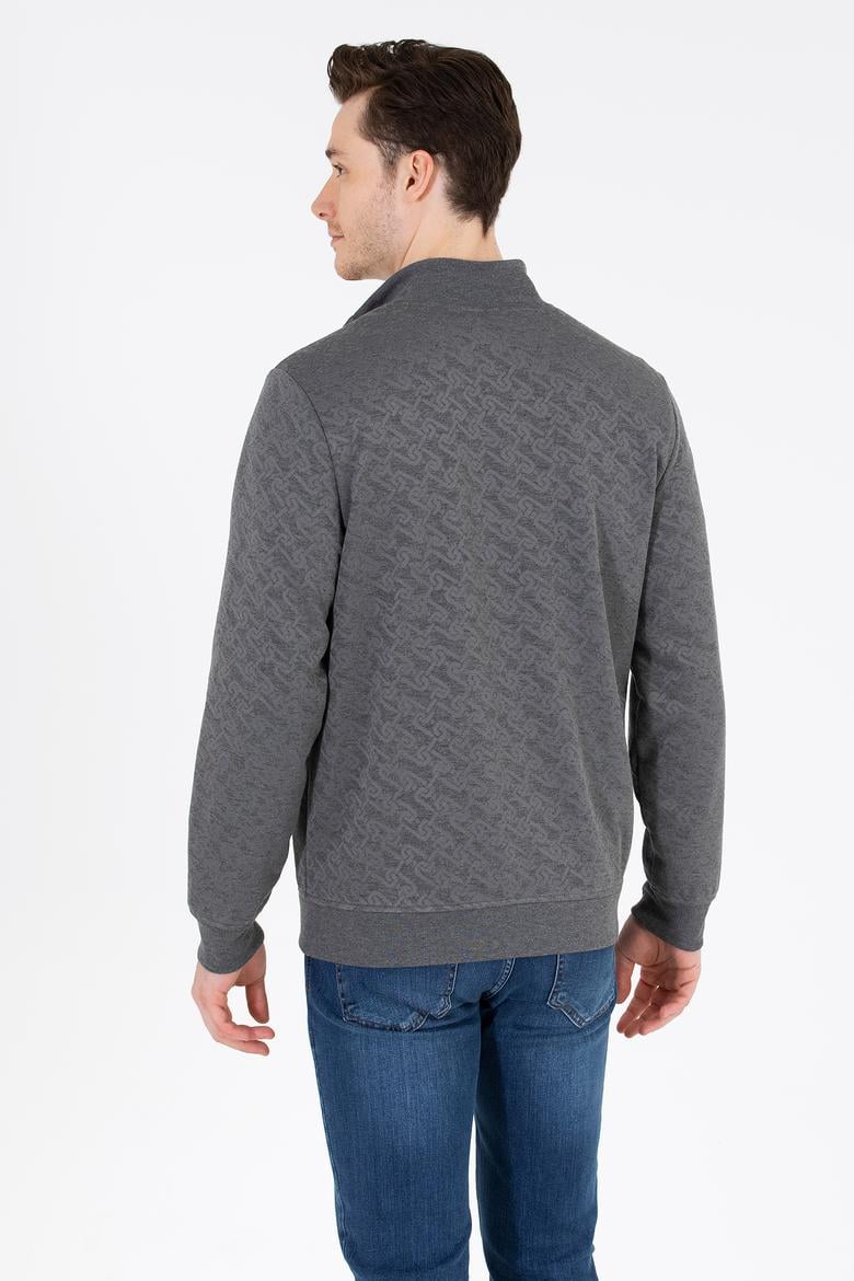 Erkek Antrasit Dik Yaka Örme Hırka - 50254779031