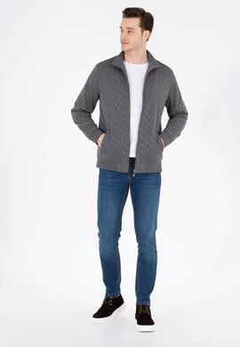 Erkek Antrasit Dik Yaka Örme Hırka - 50254779031