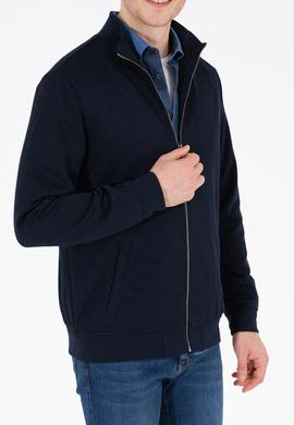 Erkek Lacivert Dik Yaka Örme Hırka - 50254779006