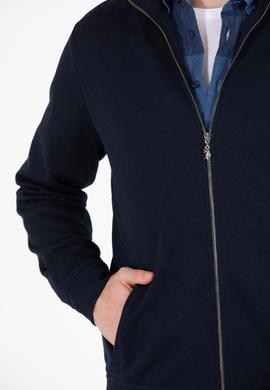 Erkek Lacivert Dik Yaka Örme Hırka - 50254779006