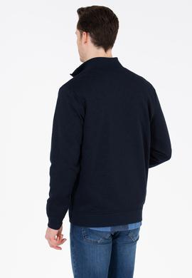 Erkek Lacivert Dik Yaka Örme Hırka - 50254779006