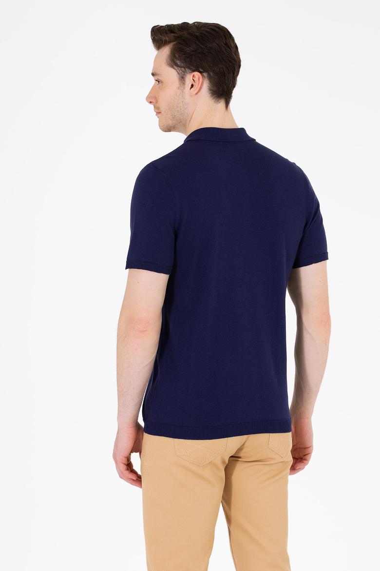 Erkek Lacivert Polo Yaka Triko Kazak - 50262473002