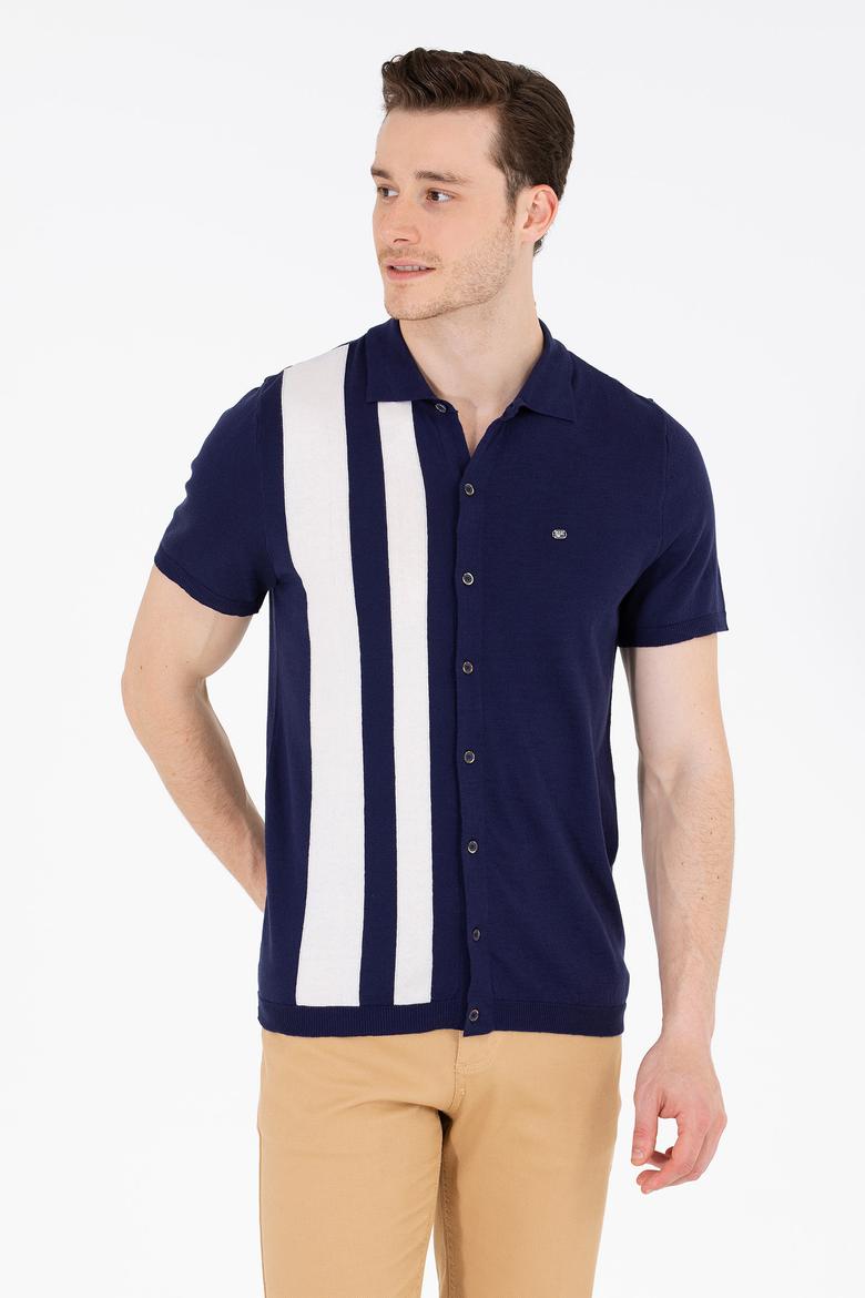 Erkek Lacivert Polo Yaka Triko Kazak