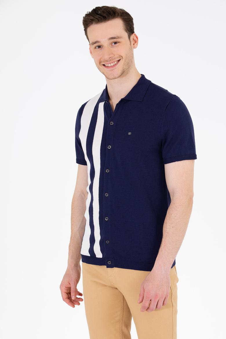 Erkek Lacivert Polo Yaka Triko Kazak - 50262473002