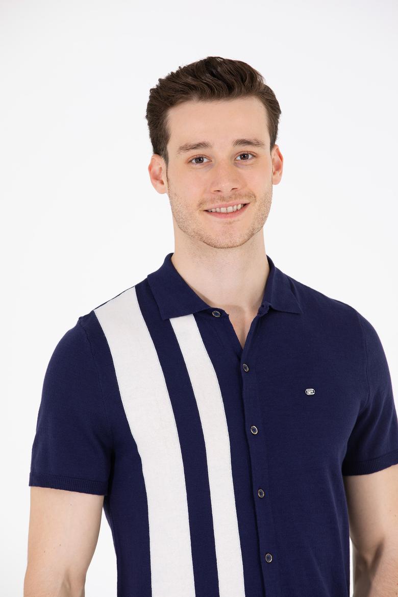 Erkek Lacivert Polo Yaka Triko Kazak - 50262473002