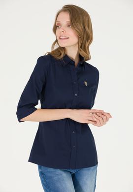 Kadın Lacivert Uzun Kollu Basic Gömlek - 50262946026