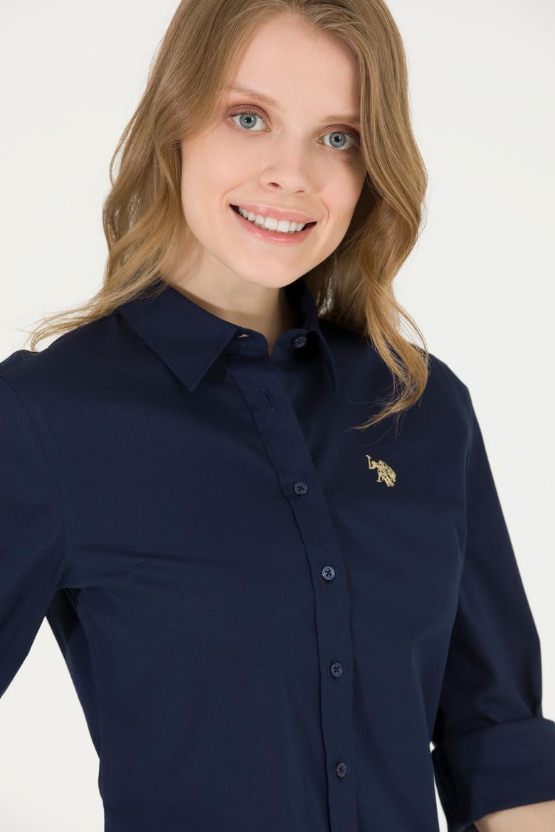 Kadın Lacivert Uzun Kollu Basic Gömlek - 50262946026