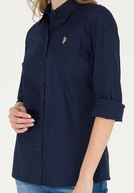 Kadın Lacivert Uzun Kollu Basic Gömlek - 50262946026