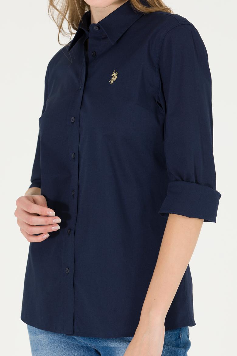 Kadın Lacivert Uzun Kollu Basic Gömlek - 50262946026