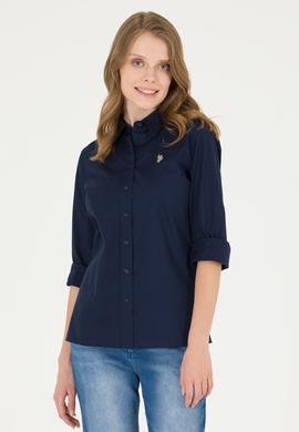 Kadın Lacivert Uzun Kollu Basic Gömlek - 50262946026
