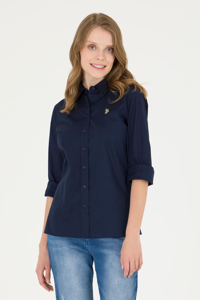 Kadın Lacivert Uzun Kollu Basic Gömlek