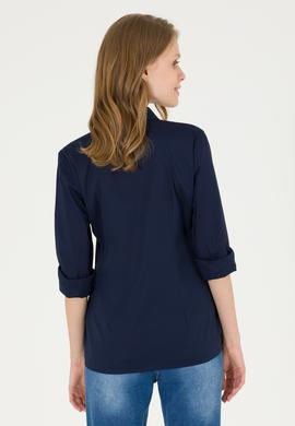 Kadın Lacivert Uzun Kollu Basic Gömlek - 50262946026