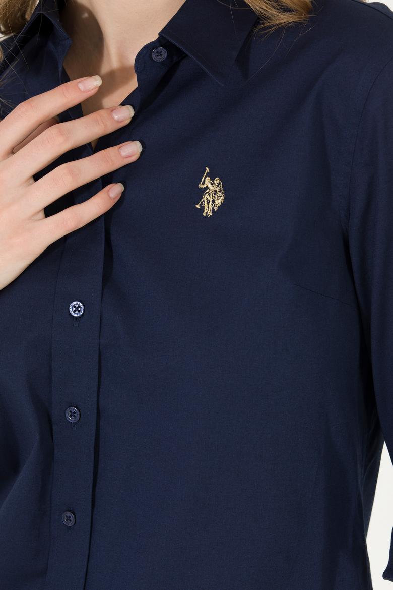 Kadın Lacivert Uzun Kollu Basic Gömlek - 50262946026