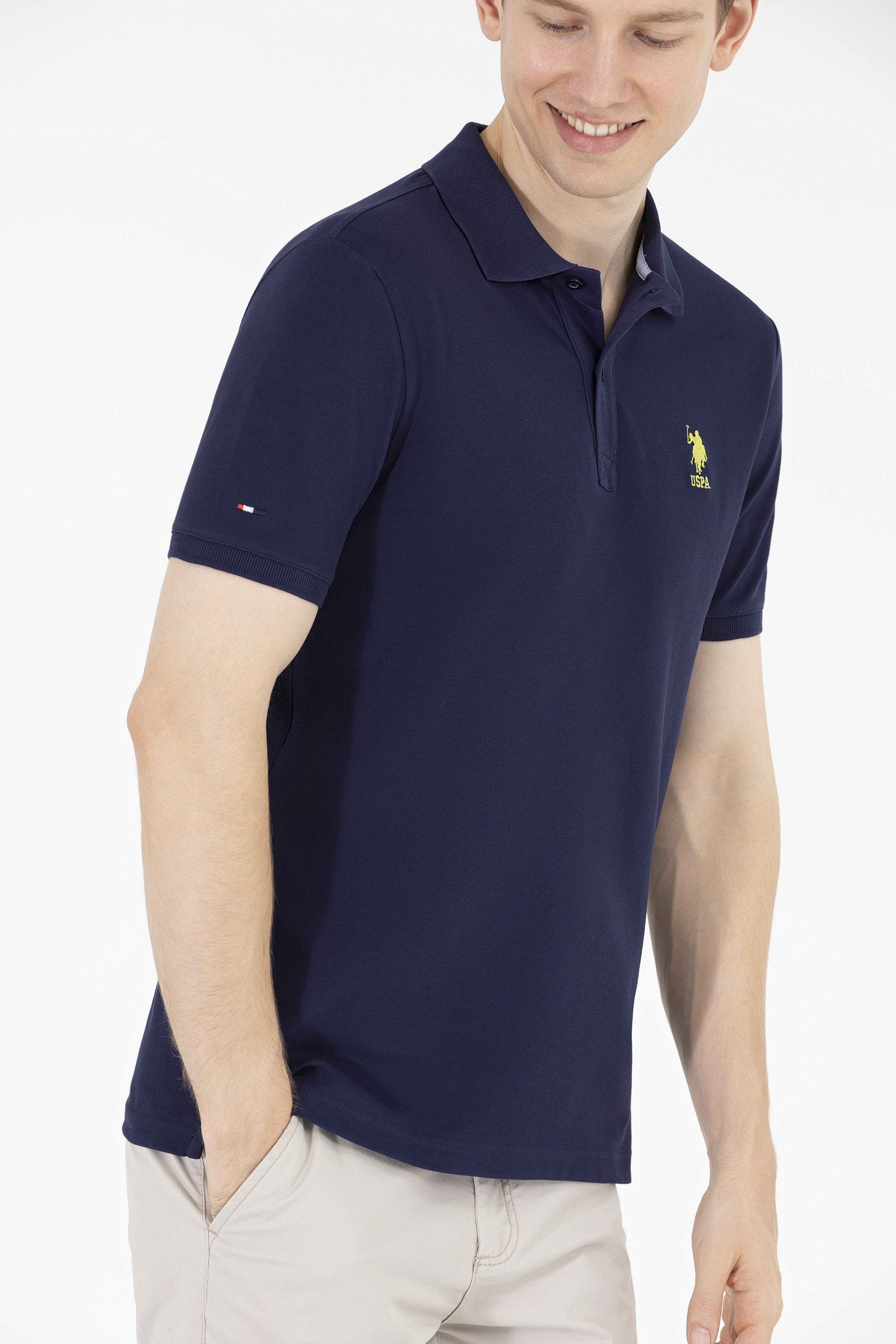 Erkek Lacivert Basic Polo Yaka Tişört - Image 6