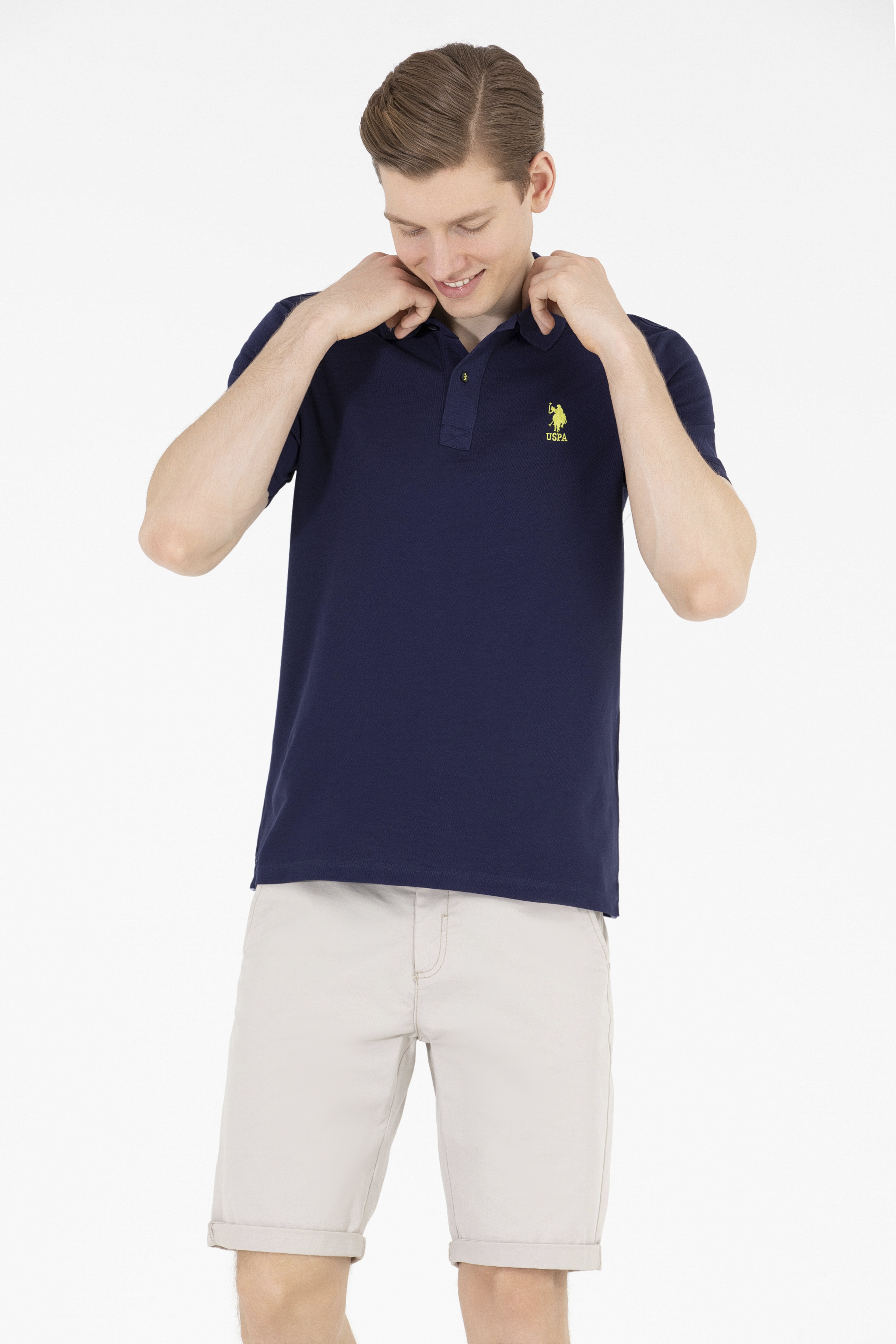 Erkek Lacivert Basic Polo Yaka Tişört - Image 1