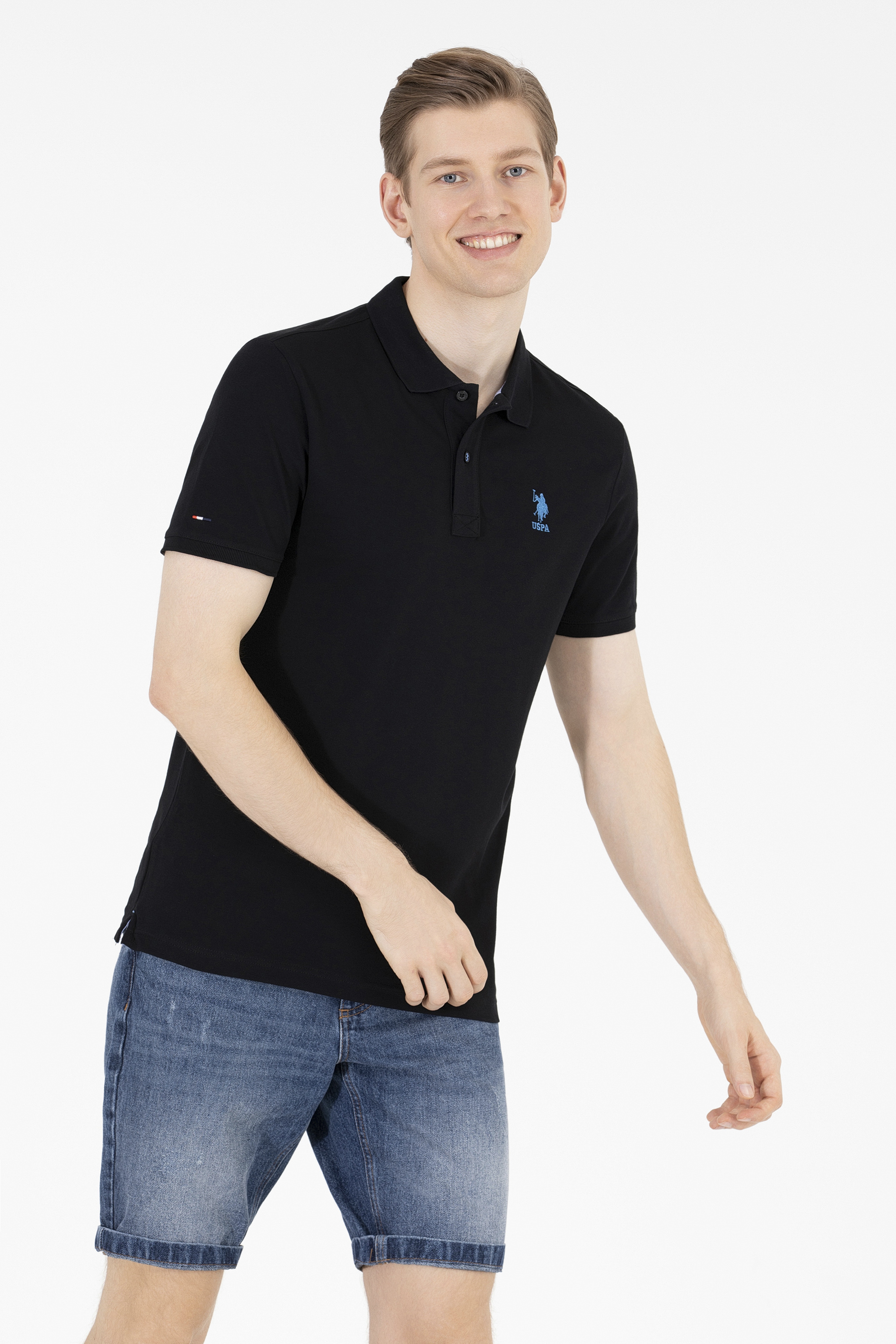 Erkek Siyah Basic Polo Yaka Tişört - Image 1
