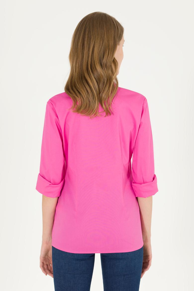 Kadın Pembe Uzun Kollu Basic Gömlek - 50262946010