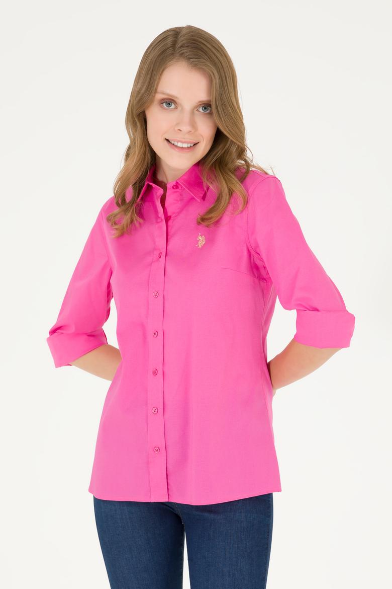 Kadın Pembe Uzun Kollu Basic Gömlek