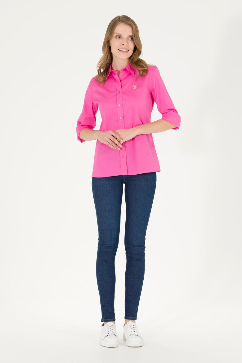 Kadın Pembe Uzun Kollu Basic Gömlek - 50262946010