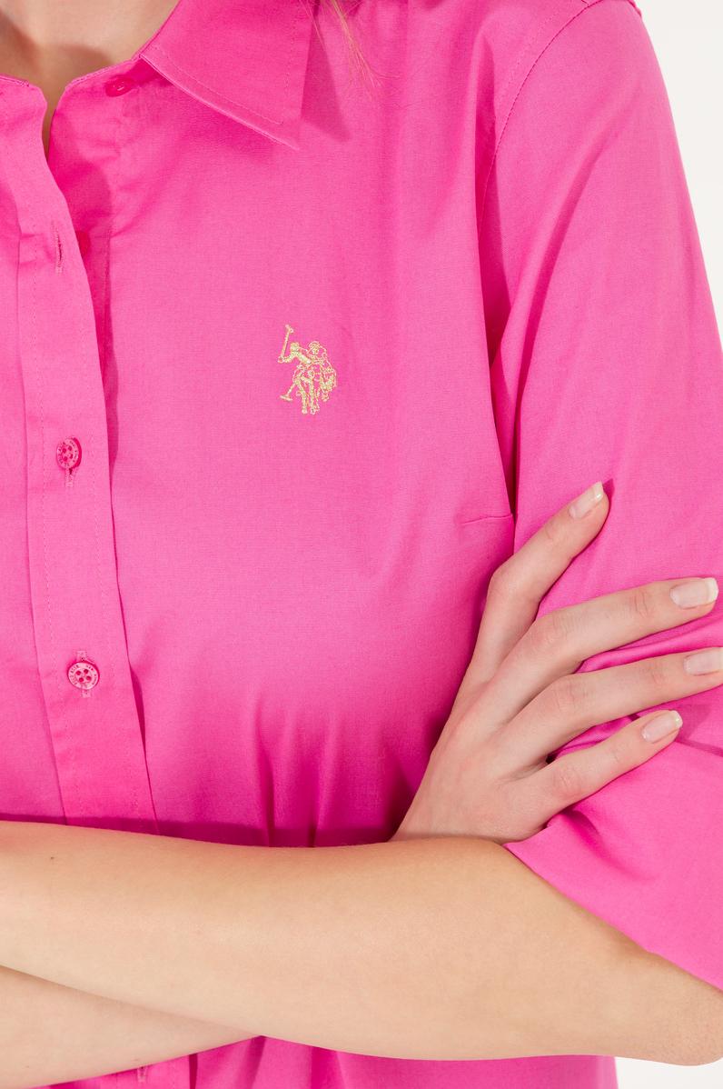 Kadın Pembe Uzun Kollu Basic Gömlek