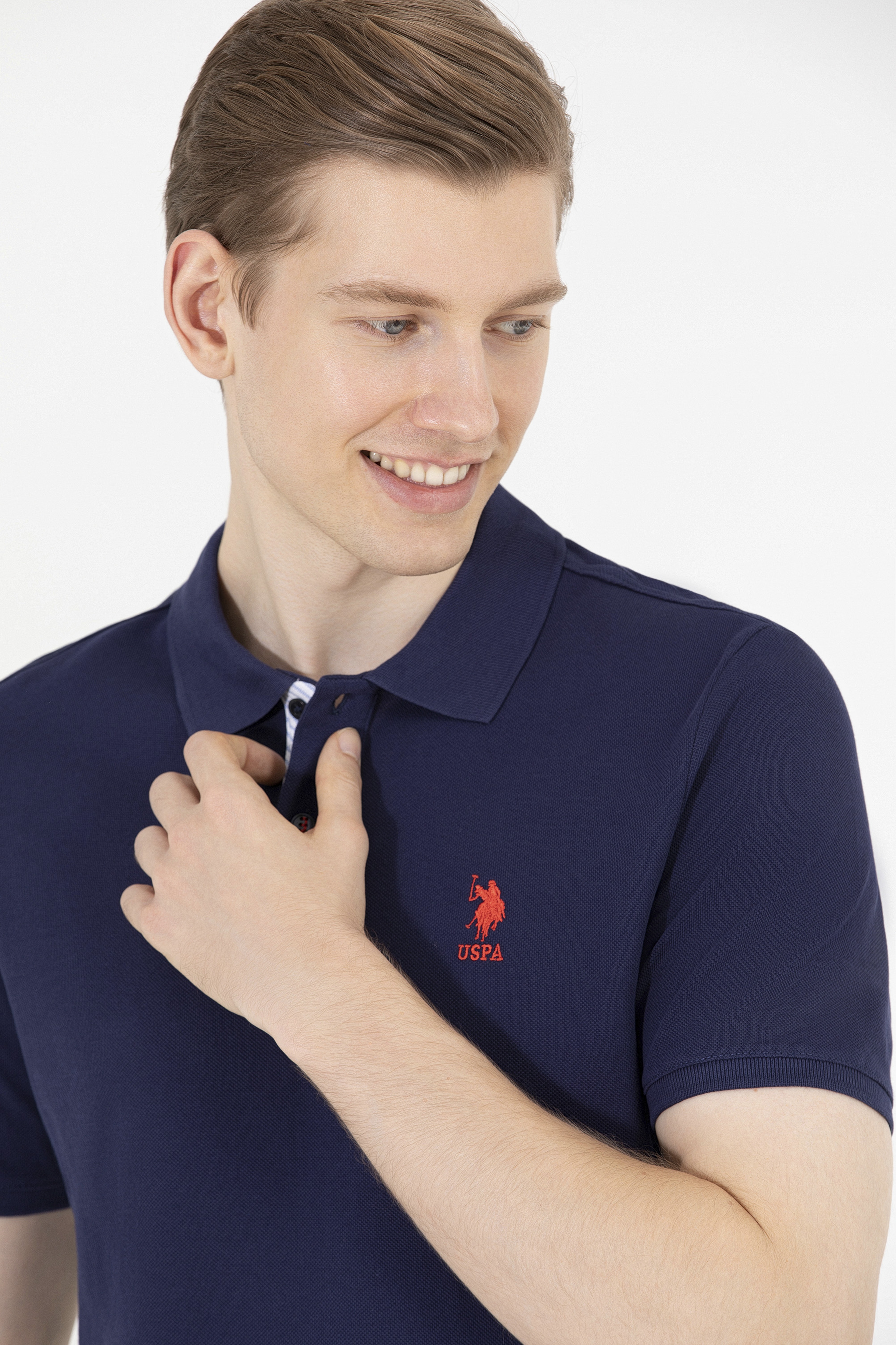 Erkek Lacivert Basic Polo Yaka Tişört - Image 2