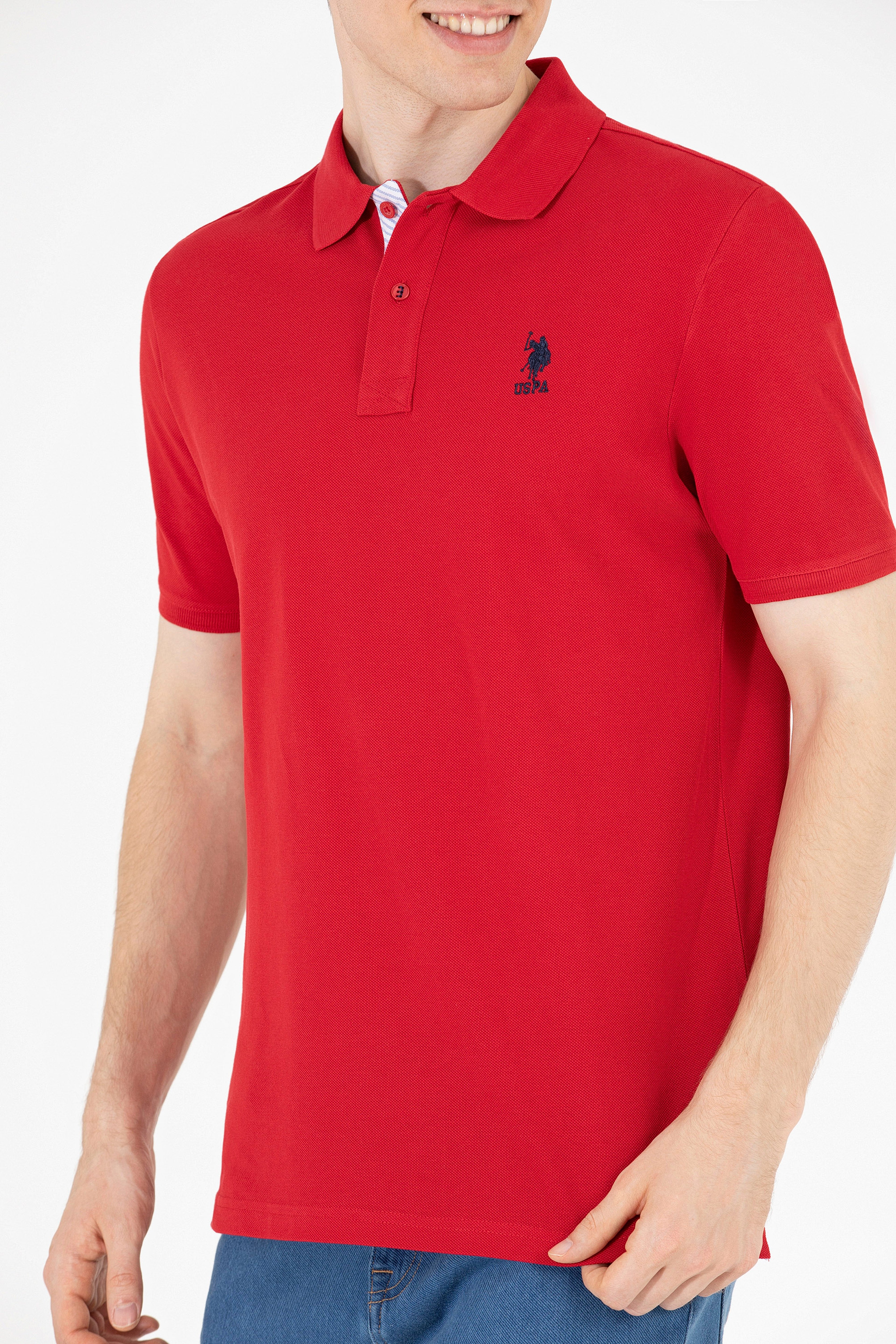 Erkek Kırmızı Basic Polo Yaka Tişört